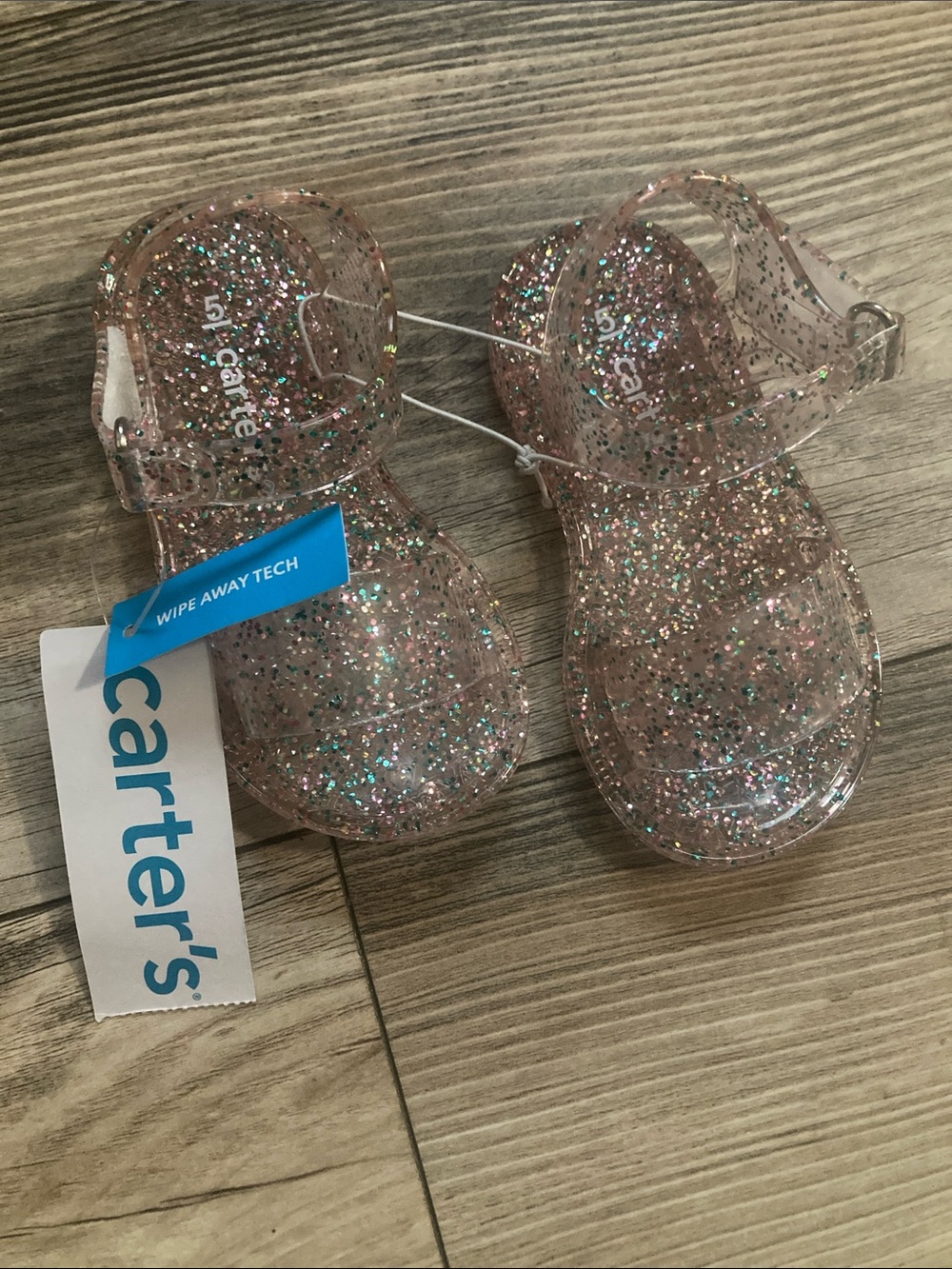Carters Girls Size 5 Pink Glitter Jelly Sandals NWT